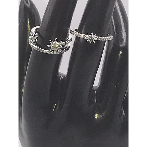 Swarovski FIZZY Crystal Pave Silver Retired 7/55/M Stackable Signed Ring Set - Picture 6 of 12